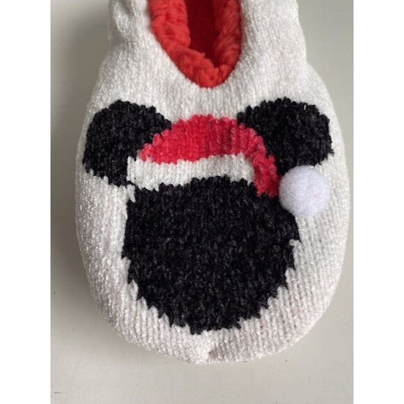 Disney Mickey Mouse SanTa Hat Snuggle Toes No Slip Slipper Socks Women’s Sz 4-10 - Picture 2 of 11